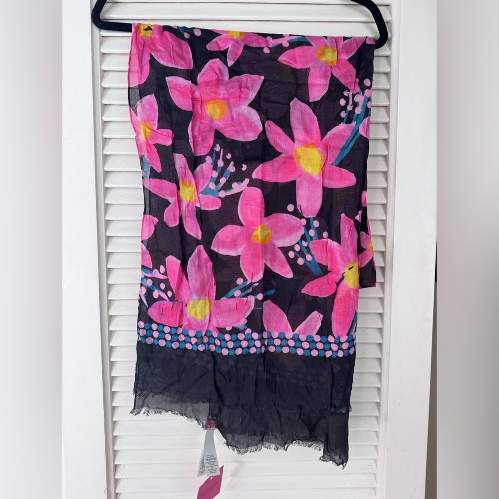 Kate Spade Floral Pink and floral Women's Swim Cover-Up or can be used as scarf